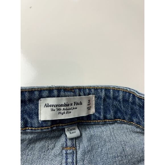 Abercrombie & Fitch 90s Relaxed High Rise Jeans 32 Short Curve Love Rhinestones - Picture 9 of 11